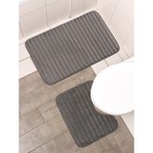 Набор ковриков для ванной и туалета SAVANNA «Оливия», 2 шт: 40×50 см, 50×80 см, цвет серый - фото 4340868