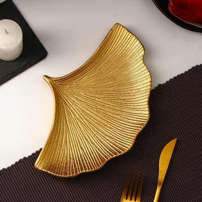 Блюдо для фруктов Доляна «Ракушка», 23×15 см, золотое