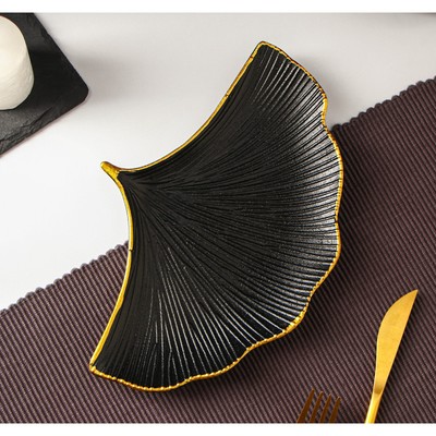 Блюдо для фруктов Доляна «Ракушка», 23×15 см, чёрное