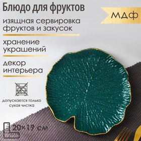 Блюдо для фруктов Доляна «Кувшинка», 20×19 см, цвет зелёный