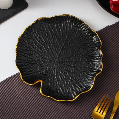 Блюдо для фруктов Доляна «Кувшинка», 20×19 см, чёрное