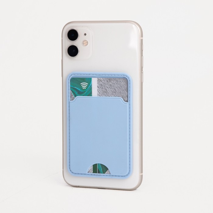 Картхолдер на телефон, цвет голубой - Фото 1