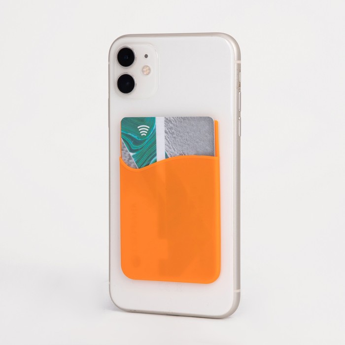 Картхолдер на телефон, цвет оранжевый - Фото 1