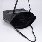 Сумка-шопер женская на молнии, размер 40×14×19 см, однотонная, чёрная - фото 21775412