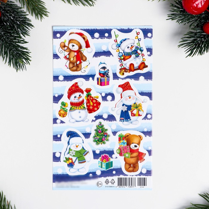 Декоративные наклейки "Снеговик-4" 10х16 см