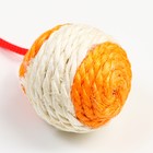 Шар-погремушка сизалевый с перьями, 4.5 см, оранжевый - фото 6698680