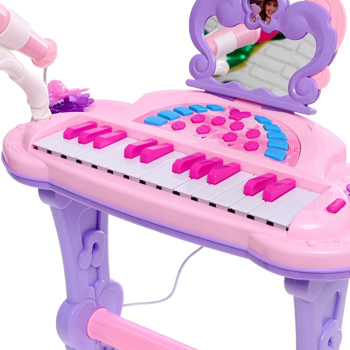 Пианино «Мечта девочки», со стульчиком, зеркалом, микрофоном - фото 1907530764