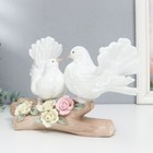 Сувенир керамика "Два голубя на ветке с цветами" 28 см - фото 9055969