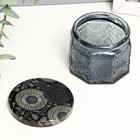 Банка для свечей стеклянная с крышкой «Цветочная» серая, многогранник 5×7×7 см, МИКС - Фото 2