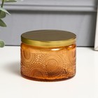 Банка для свечей стеклянная с крышкой «Цветочная» оранжевая, круглая 5×7×7 см, МИКС - Фото 1