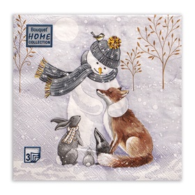 Салфетки новогодние бумажные Home Collection Classic «Снеговик и его друзья», 3 слоя, 33?33 см, 20 шт. (комплект 2 шт)