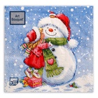 Салфетки новогодние бумажные Art Bouquet «Девочка и снеговик», 3 слоя, 33×33 см, 20 шт. - Фото 2