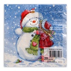 Салфетки новогодние бумажные Art Bouquet «Девочка и снеговик», 3 слоя, 33×33 см, 20 шт. - Фото 3