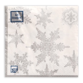 Салфетки новогодние бумажные Art Bouquet «Снегопад. серебро», 3 слоя, 33?33 см, 20 шт. (комплект 2 шт)