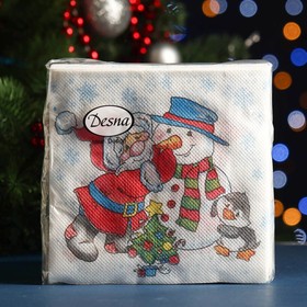 Салфетки бумажные "Desna Design" Дед Мороз и Снеговик, 1 слой, 24x24, 40 листов