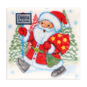 Салфетки новогодние бумажные Desna Design «Дед Мороз», 1 слой, 24?24 см, 40 шт. (комплект 6 шт)