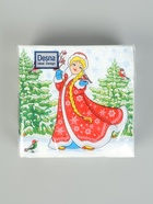 Салфетки новогодние бумажные «Снегурочка», 1 слой, 24×24 см, 40 шт. - Фото 3