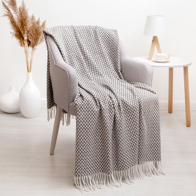 Плед Валенсия 140х200 см, белый-каст, хлопок 50%, полиэстер 30%, пан 20%