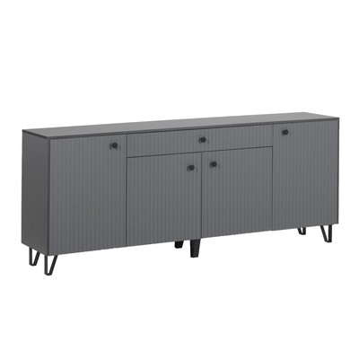 Комод напольный для гостиной «Оливия», 1 ящик, 4 дверцы, 2000×426×830 мм, цвет графит/графит софт МДФ