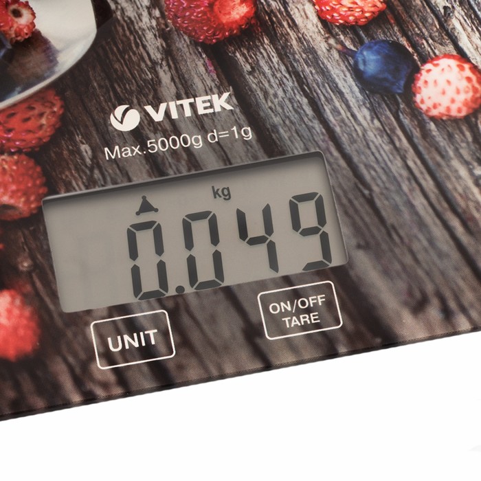 Весы кухонные Vitek VT-8000 MC, электронные, до 5 кг, рисунок "Ягоды" - фото 1908993032
