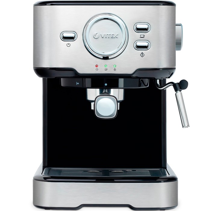 Кофеварка Vitek VT-1520 MC, рожковая, 850 Вт, 1.5 л, капучинатор, серебристо-чёрная - Фото 1