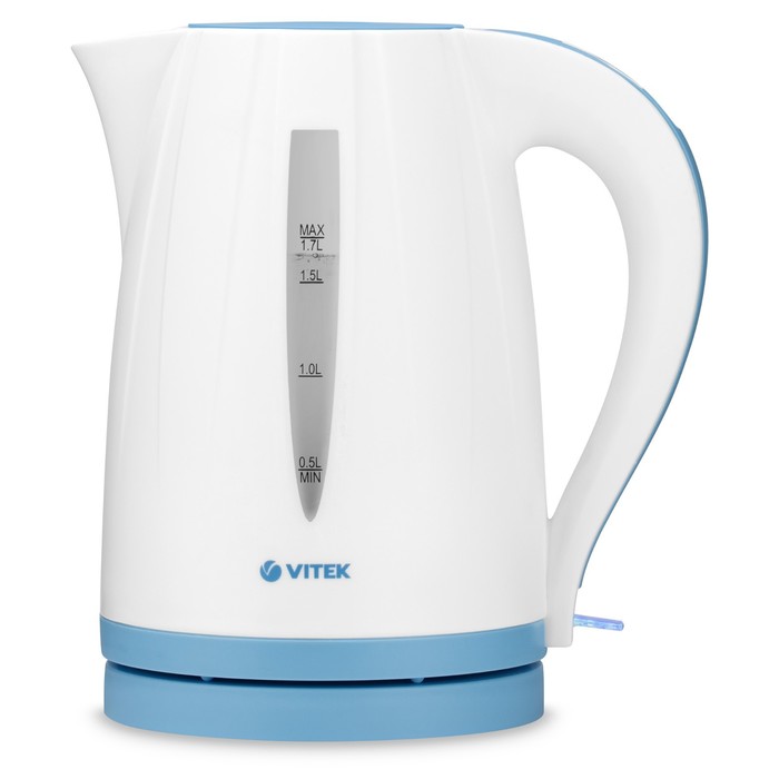 Чайник электрический Vitek VT-7031 W, пластик, 1.7 л, 2200 Вт, бело-голубой - Фото 1
