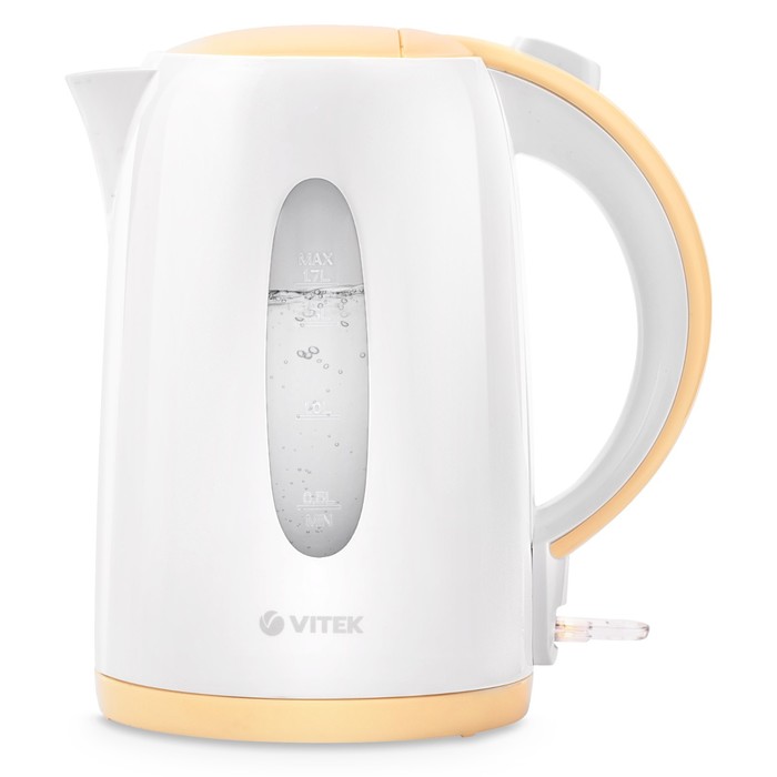 Чайник электрический Vitek VT-7078, пластик, 1.7 л, 2200 Вт, бело-оранжевый - Фото 1