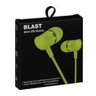 Наушники Blast BAH-256 Mobile, вакуумные, микрофон, управление, 32 Ом, 3.5мм, 1.2м, зеленые - Фото 2