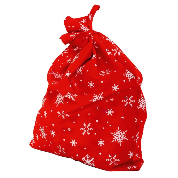 Мешок Деда Мороза, красный со снежинками, размер 67 х 52 см - Фото 1