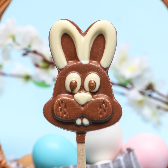 Фигура из молочного шоколада "Кролик 2023", на палочке, 32 гр - Фото 1