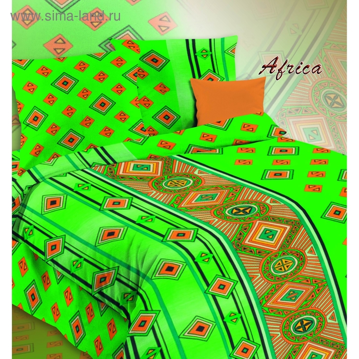Постельное бельё евро Эталоника «Африка» цвет зелёный 205х217см, 220х240 см, 70х70 см -2 шт - Фото 1