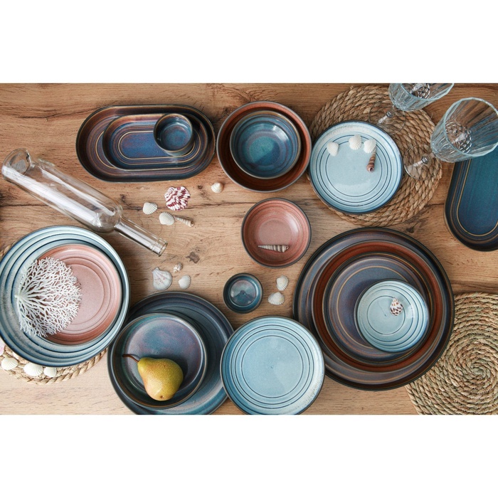 Подстановочная тарелка Magistro Garland, d=27.5 см, фарфор, синяя, коричневая - фото 114052298