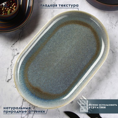 Блюдо фарфоровое овальное Magistro Ocean, 25×16×2,4 см, цвет голубой