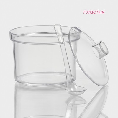 Ёмкость для специй с ложкой Доляна, 400 мл, 10.5×10 см, пластик, прозрачная