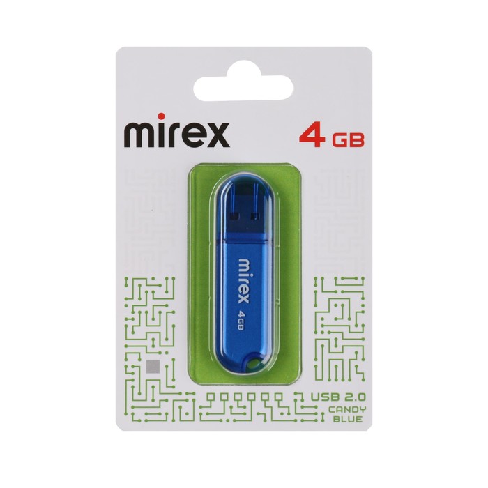 Флешка Mirex CANDY BLUE, 4 Гб ,USB2.0, чт до 25 Мб/с, зап до 15 Мб/с, синяя - фото 51302428