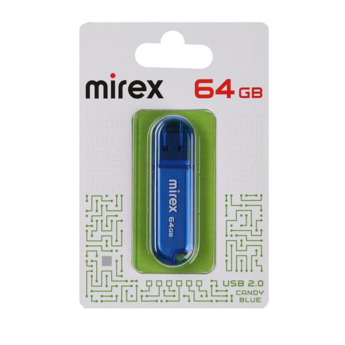 Флешка Mirex CANDY BLUE, 64 Гб ,USB2.0, чт до 25 Мб/с, зап до 15 Мб/с, синяя - фото 51302432