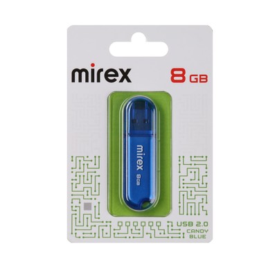 Флешка Mirex CANDY BLUE, 8 ГБ, USB 2.0, чтение до 25 Мб/с, запись до 15 Мб/с, синяя