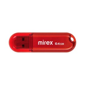 Флешка Mirex CANDY RED, 64 Гб ,USB2.0, чт до 25 Мб/с, зап до 15 Мб/с, красная 9284246