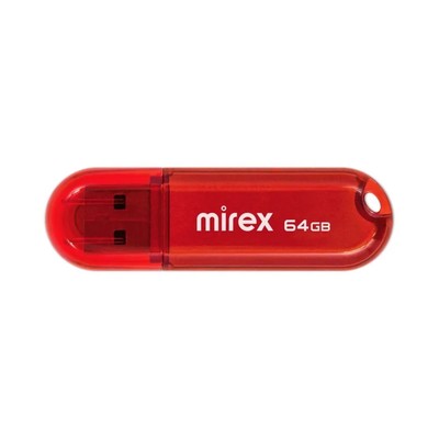 Флешка Mirex CANDY RED, 64 Гб ,USB2.0, чт до 25 Мб/с, зап до 15 Мб/с, красная