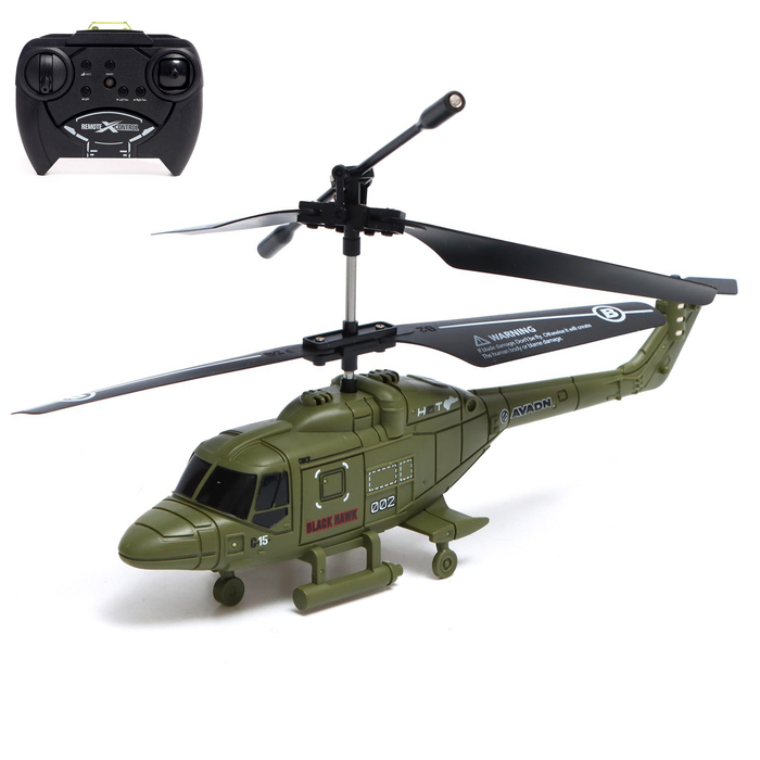 Вертолёт радиоуправляемый «Армия», заряд от USB, свет, цвет зелёный - Фото 1