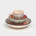 Набор керамической посуды "Алладин", 3 предмета: салатник 700 мл, тарелка 20 см, кружка 350 мл, розовый, 1 сорт, Иран - Фото 5
