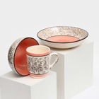 Набор керамической посуды "Алладин", 3 предмета: салатник 700 мл, тарелка 20 см, кружка 350 мл, розовый, 1 сорт, Иран - Фото 8