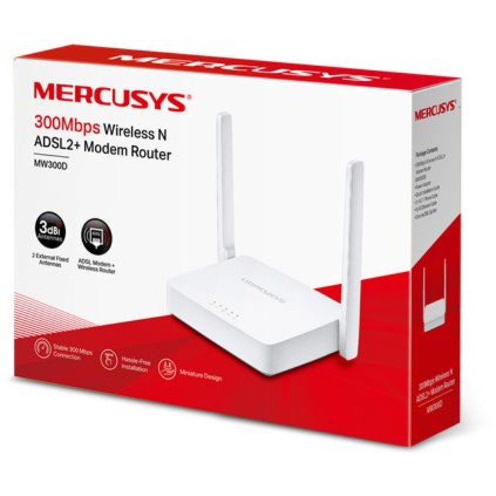 Wi-Fi роутер Mercusys MW300D, 300 Мбит/с, 3 порта 100 Мбит/с, белый - фото 51302498