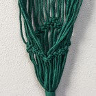 Панно настенное в технике макраме под кашпо "Листья" тёмно-зеленое 75х35 см - фото 6700329