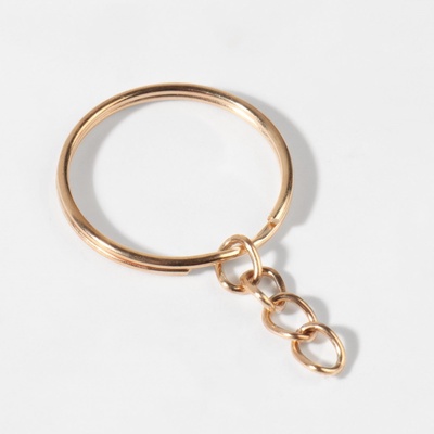 Основа для брелока, с цепочкой, d=25 мм, 10 шт., цвет золотой