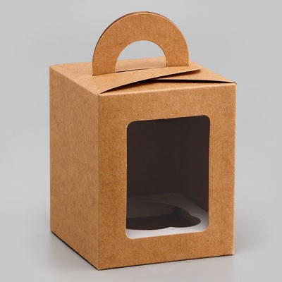 Коробка для 1 капкейка, крафт, 9.2×9.2×11.1 см