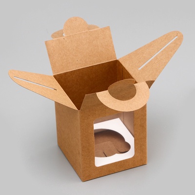 Коробка для 1 капкейка, крафт, 9.2×9.2×11.1 см