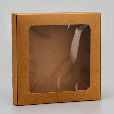 Коробка самосборная, крафт, 16×16×3 см