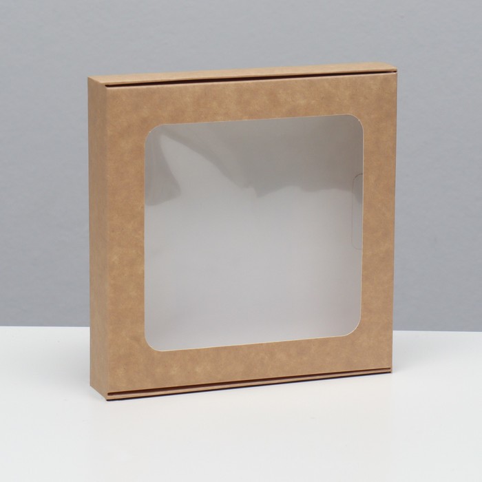 Коробка самосборная, крафт, 16 х 16 х 3 см - Фото 1