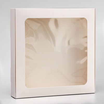 Коробка самосборная, белая, с окном, 19×19×3 см